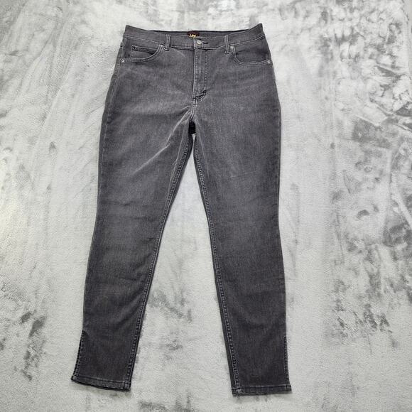 Lee Jeans Womens 14 Gray Ever Fit High Rise Skinny Side Vent Hem Stretch Denim - Picture 1 of 16